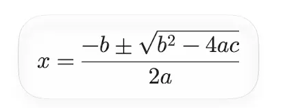 An equation block in Notice2 showing the quadratic formula